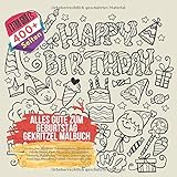  Alles Gute zum Geburtstag Gekritzel Malbuch. Zu den über 400 Bilder Themen gehören: Bienenglück, Freude, Magie, Insel, Schreibtischutensilien, ... Eier, Menschen, Fußball, Okologie, mehr.