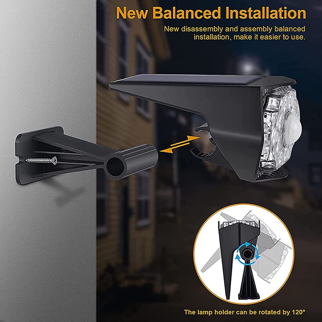Faretti solari con sensore di Movimento PIR Luci solari per Esterni Lampada da Parete Regolabile Impermeabile Ip65 per Piscina da Giardino