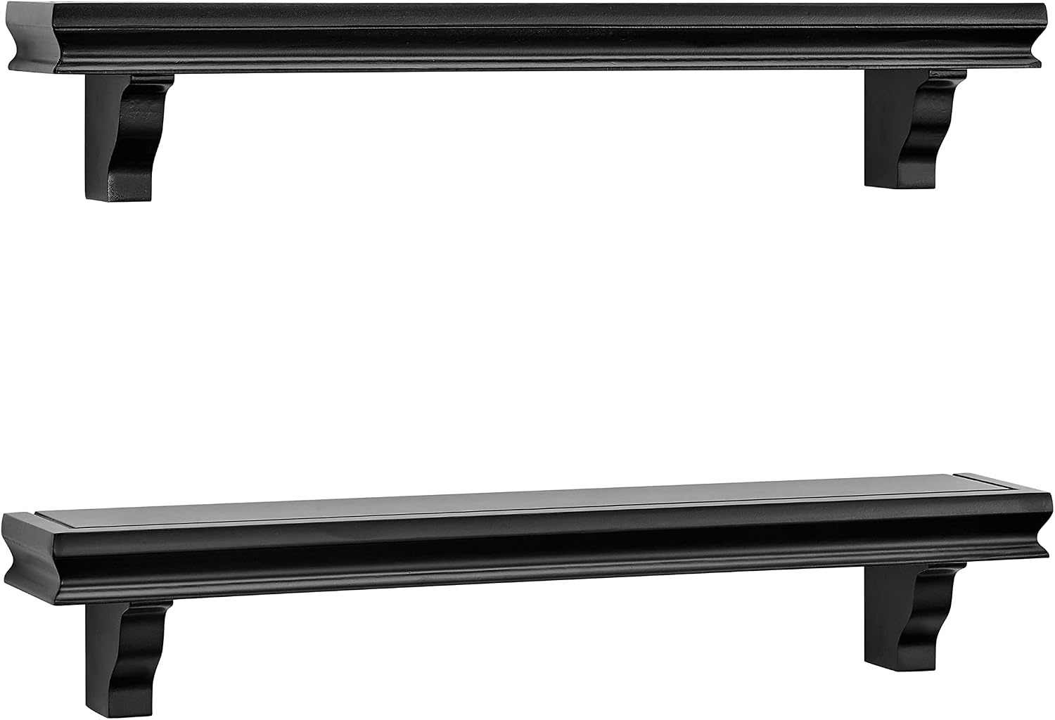 Danya B. Decorative 24" Floating Wall Décor Display Ledge Shelves – (Set of 2) (Black)