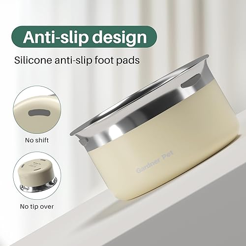 Miniatura 6 de Gardner Pet Cuencos para perros de 1 galón (3.85L) de acero inoxidable sin derrames, cuenco de agua de metal para alimentador de agua lento,