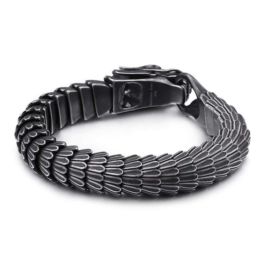 Titan Stahl Armband, Handgelenk poliert Panzerkette Kettenarmband Schmuck Herren Exquisiter Accessoire, Black