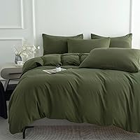 Vista 5 de Jane yre Funda de edredón verde Queen 100% microfibra cepillada de 3 piezas, tamaño Queen, funda de edredón verde oscuro, 1 funda de edredón + 2