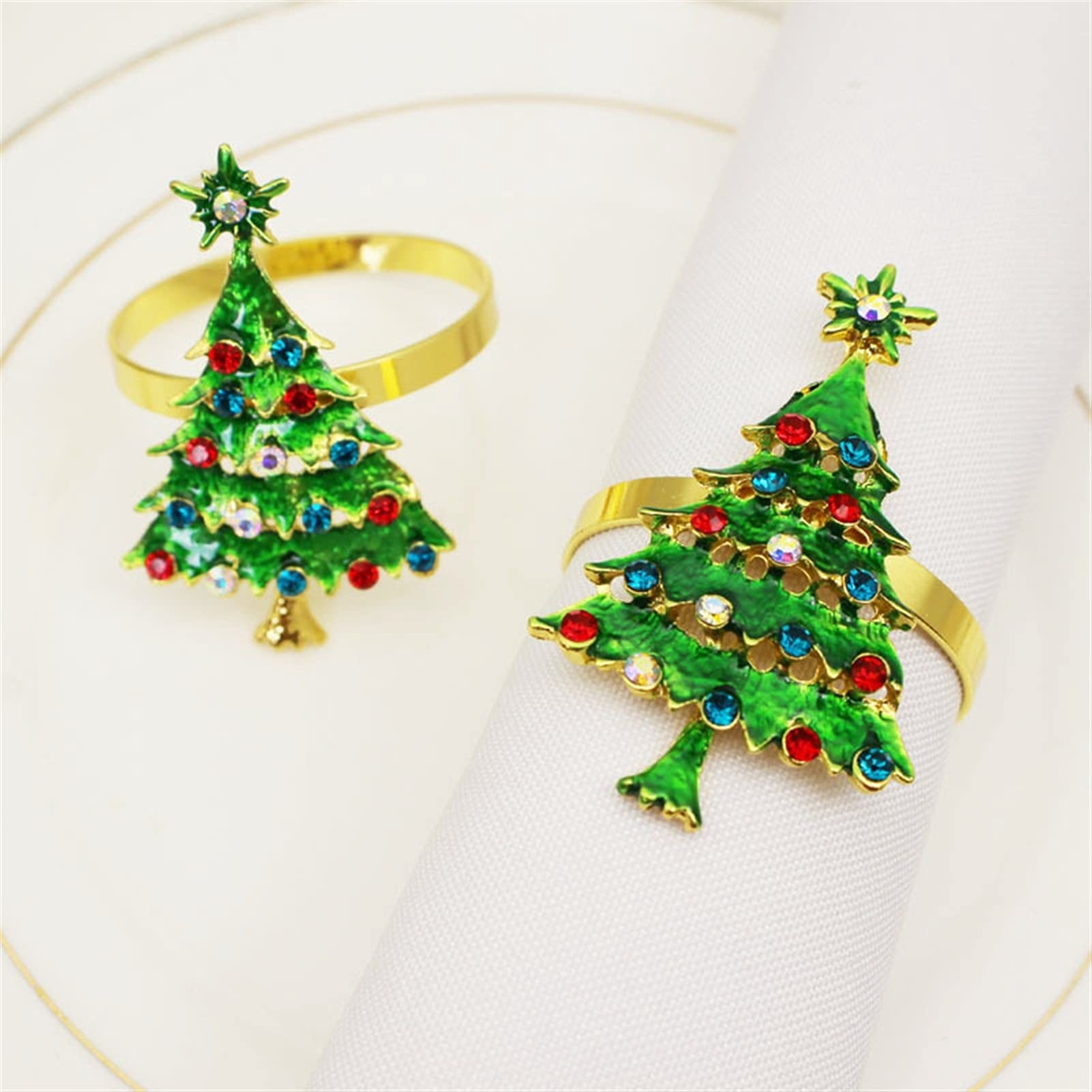 servilletero 6pcs árbol de navidad anillo de la servilleta arco de la guirnalda de la flor del arco de la tabla de la tabla de la tabla de la Navidad de la Navidad Hebilla (Color : A tree silver)