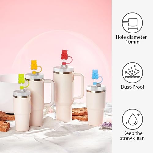 Miniatura 4 de Bears - Tapa de silicona reutilizable para popotes Stanley de 30 y 40 onzas, tapón de popote compatible con Stanley y vaso, accesorios Stanley,