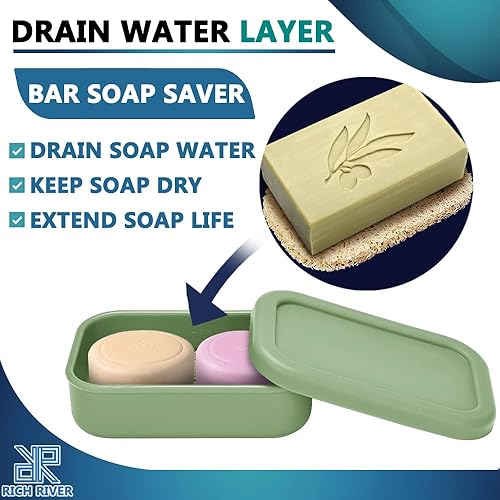 Miniatura 5 de Soporte de jabón de viaje mejorado a prueba de fugas con tapa, barra de champú y soporte para barra de acondicionador, contenedor de jabón con capa