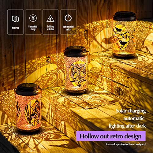 Solar Metal Outdoor Lanterns Solar Hanging Bird Lights Waterproof Solar Powered Garden Decor Led Outside Yard Patio Decorations (Bird) #TOP4