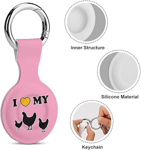 Miniatura 5 de I Love My Chickens - Funda protectora antiarañazos compatible con AirTag con llavero, 1 unidad