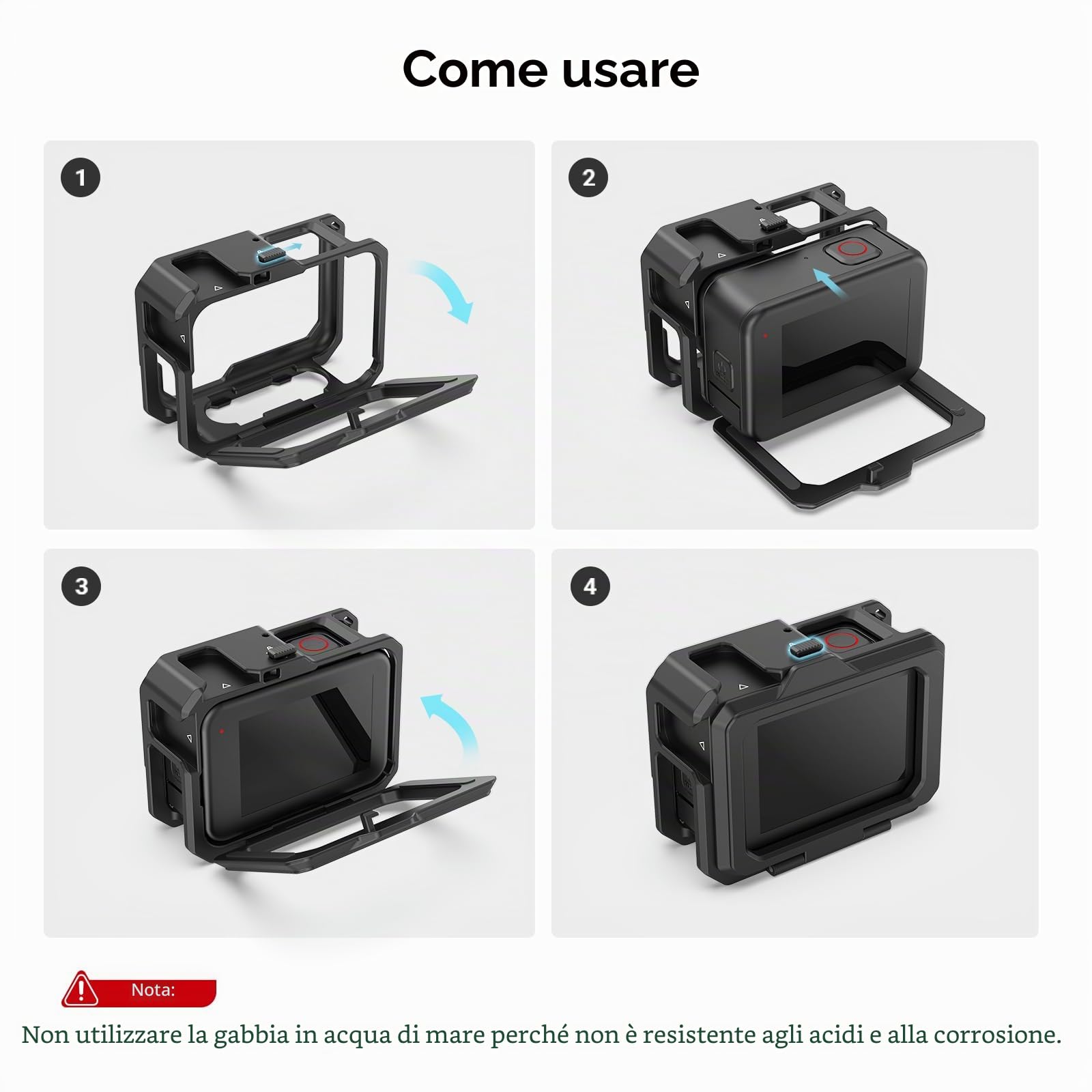 SMALLRIG Full Gabbia per GoPro Hero13 / 12/11 / 10/9 Cage Black, con Supporto Adattatore Audio - 3083C