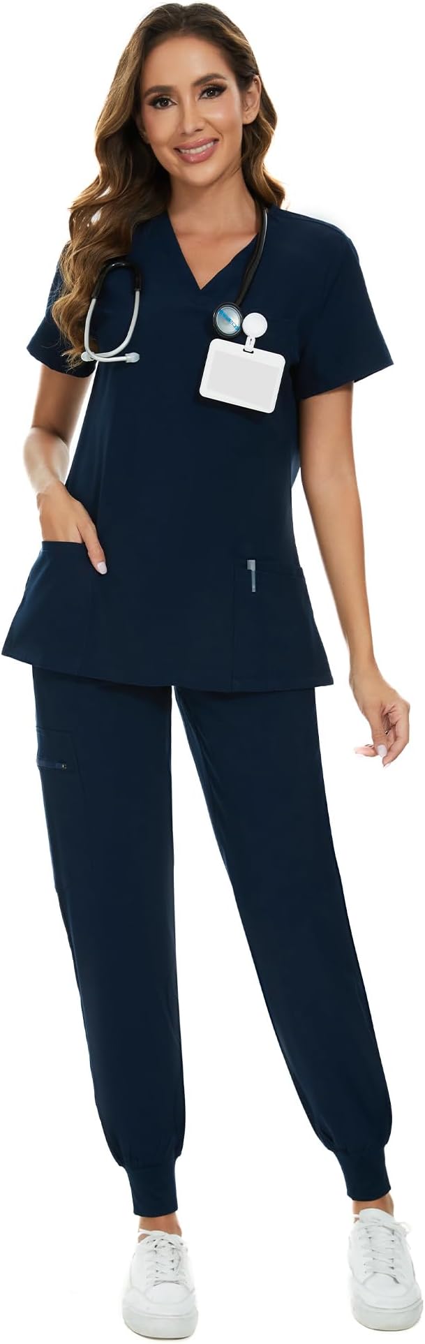 COZYFIT Scrubs for Women Set - Stretch V-Neck Scrub Top & Jogger Pant with 8 Pockets COZY SCRUBS