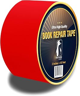 Red Bookbinding Tape, Red Cloth Book Repair Tape for Bookbinders, Red Fabric Hinging Tape, Craft Tape, 2" Inches by 45' Feet, Acid Free and Archival Safe Tape for Crafts & Book Repair