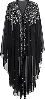 OBEEII Muslim Dress for Women Loose Batwing Sleeved Hooded Beaded Embroidery Long Abaya Dress Kaftan Abayas Islamic Robe