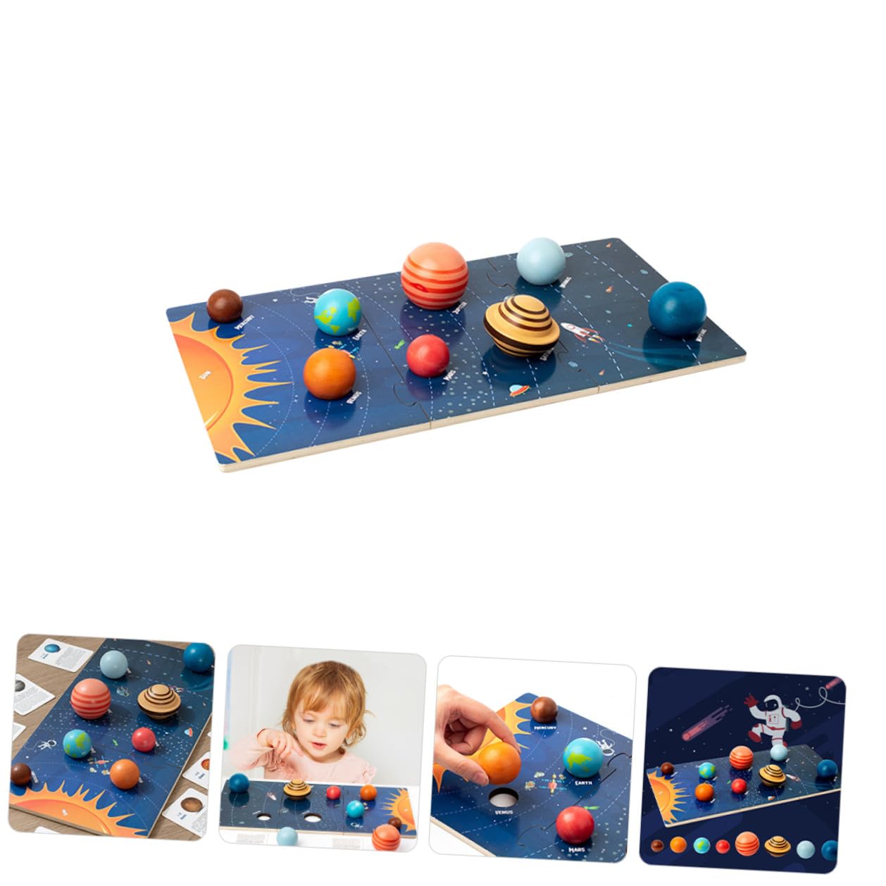 Puzzle Planetario in Legno per Bambini, Educativo Montessori per Sviluppare Creatività e Intelligenza Pianeti del Cosmo Solare