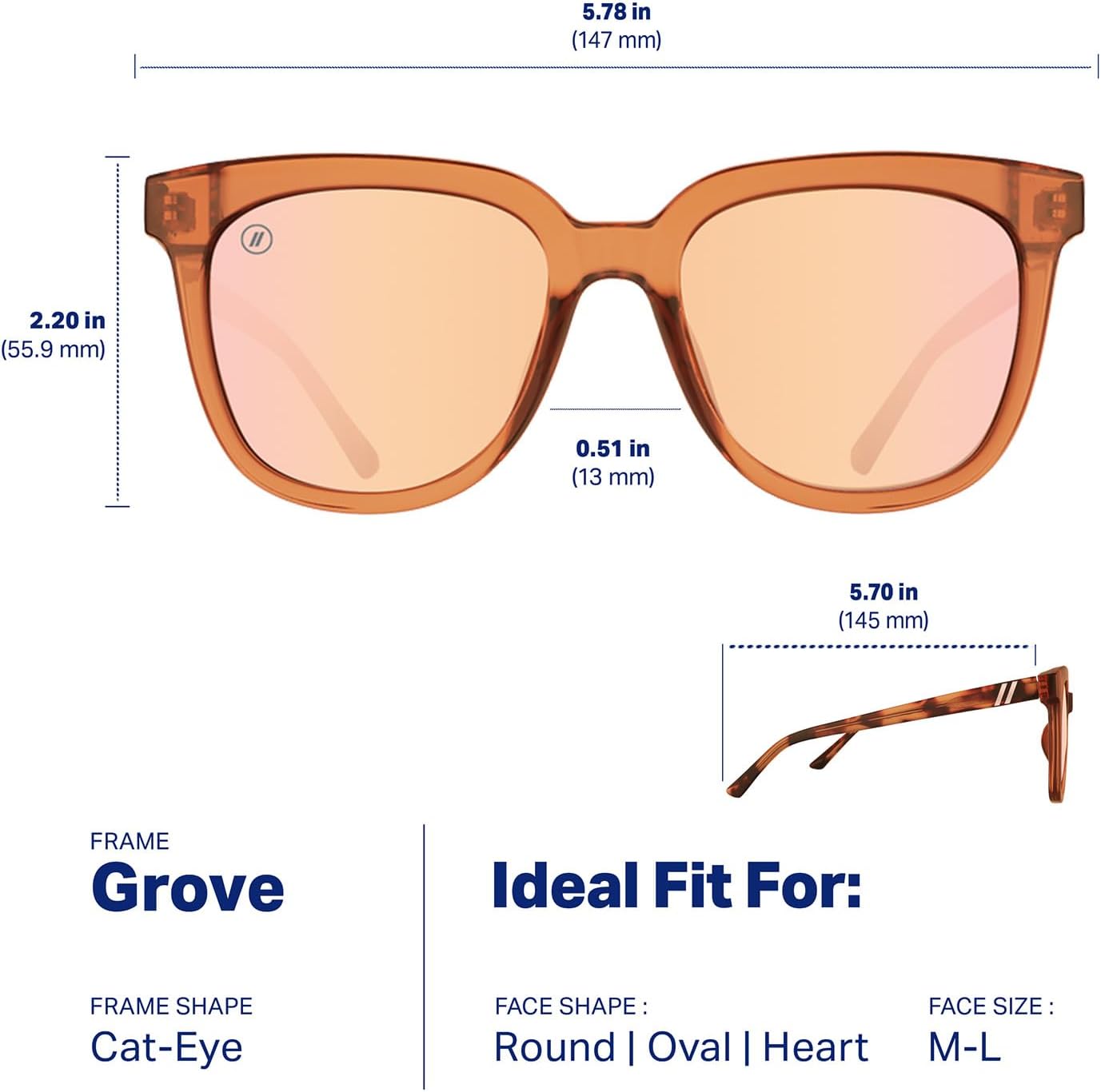 Blenders Eyewear Grove – Polarized Sunglasses – Butterfly Frames with Acetate Temples – 100% UV Protection – For Women - Image 7