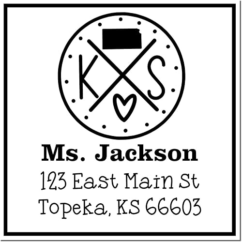 Miniatura 331 de Texas State Love - Sello de dirección cuadrado, uso con almohadilla de sellos, sello de correo de Texas, tamaño 1-5/8 pulgadas Manija