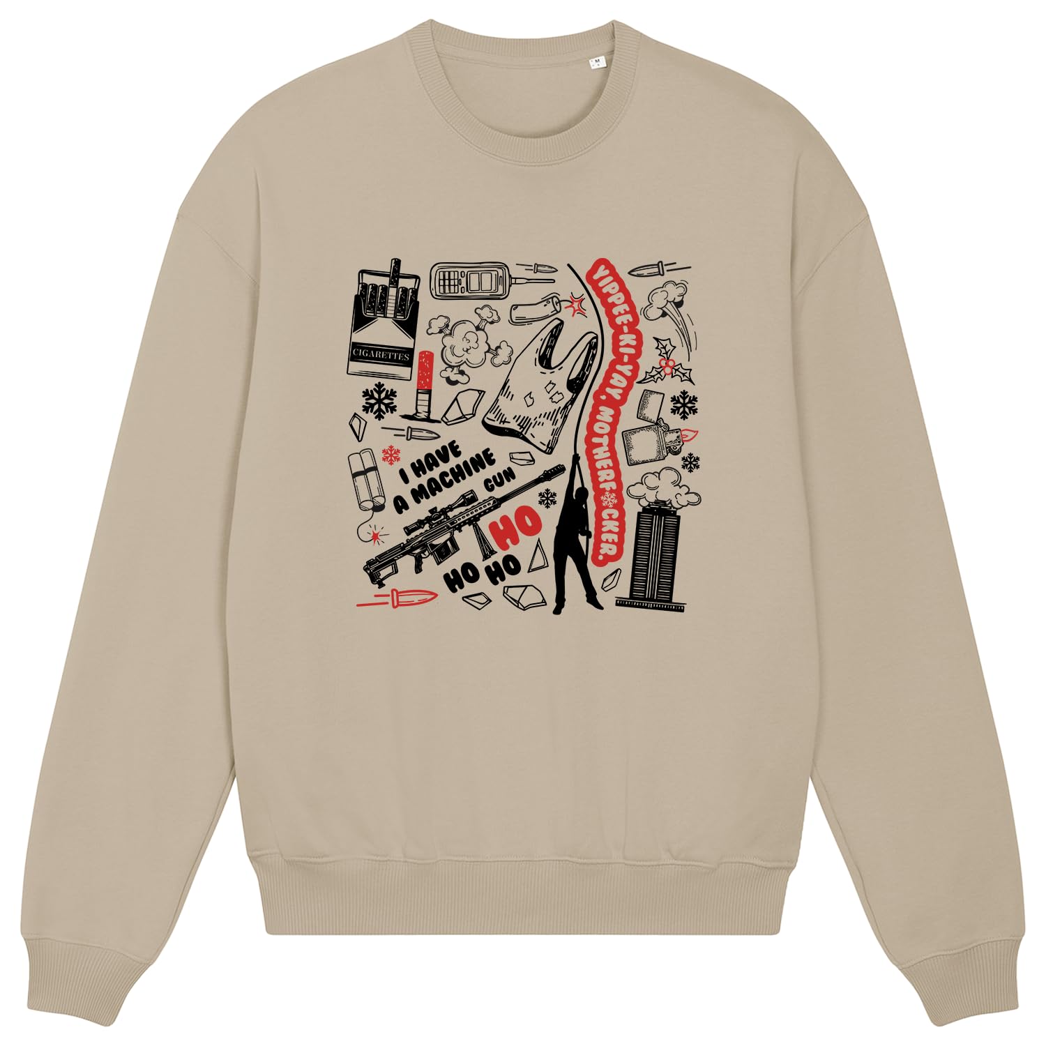 Smartypants Unisex Infant Natural 1988 Thriller Movie Christmas Jumper Sweatshirt - Nakatomi Plaza Retro Action Film Festive Xmas Present Gift (Medium, )