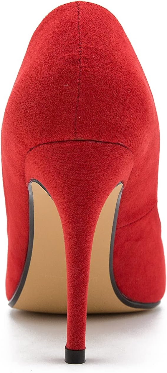 fereshte Women's Men's Pointed Toe High Heel Pumps, Slip On, 3.94 Inch Stiletto Heel