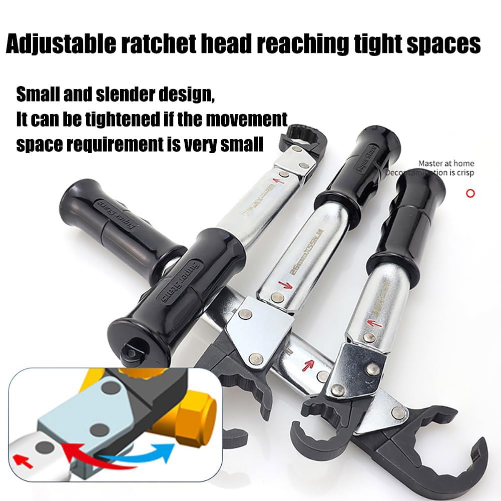 Chiave Dinamometrica A Cricchetto, Chiave A estremità Aperta, Strumento di Riparazione Aria Condizionata, Chiave A Cricchetto Regolabile, per Tubo di Rame da 1/4", 3/8", 1/2'', 5/8"