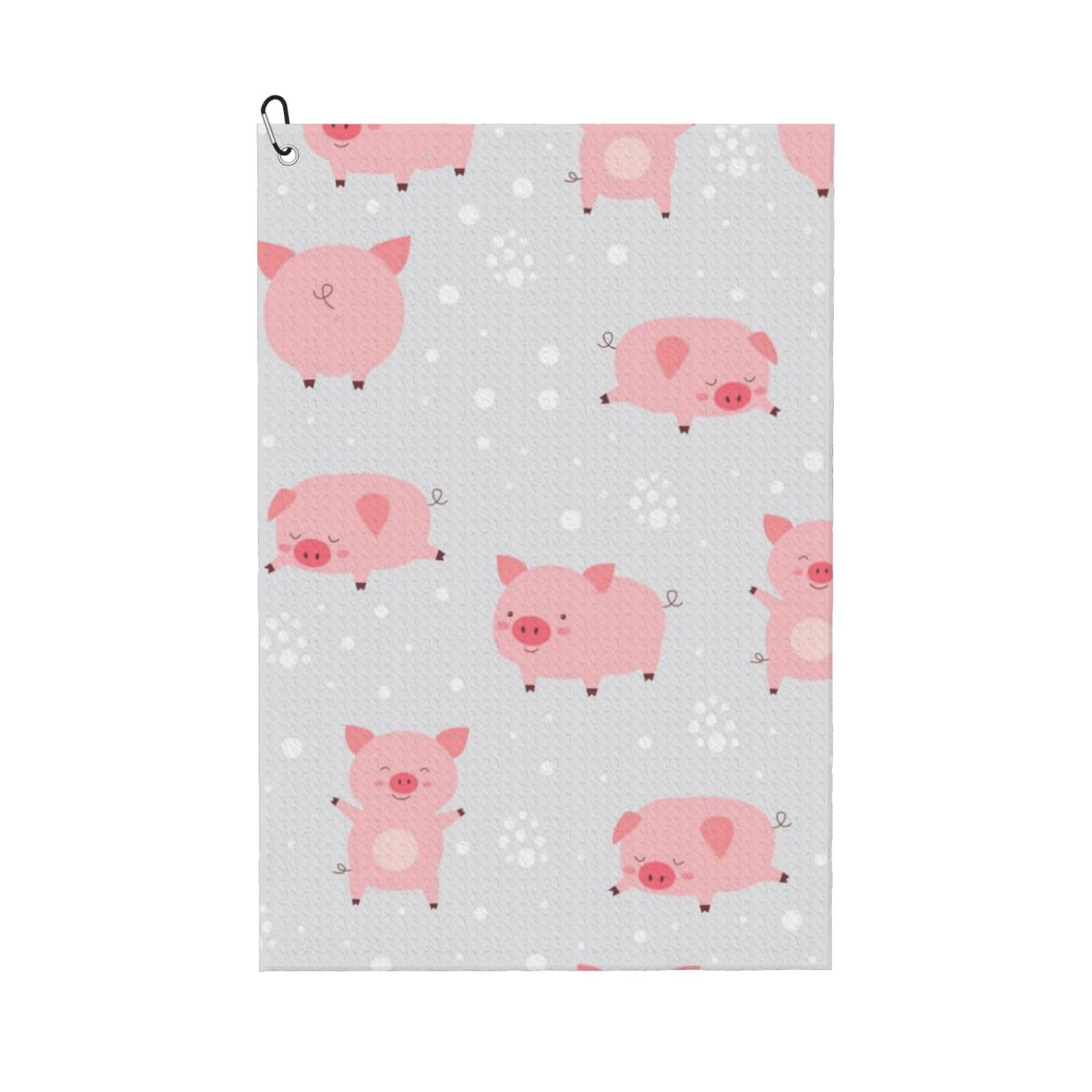 Hnnkloy Cheerful Cute Little Pigs, 16x24 in Portable Waffle Golf Towels with Carabiner Clip for Golf Bag