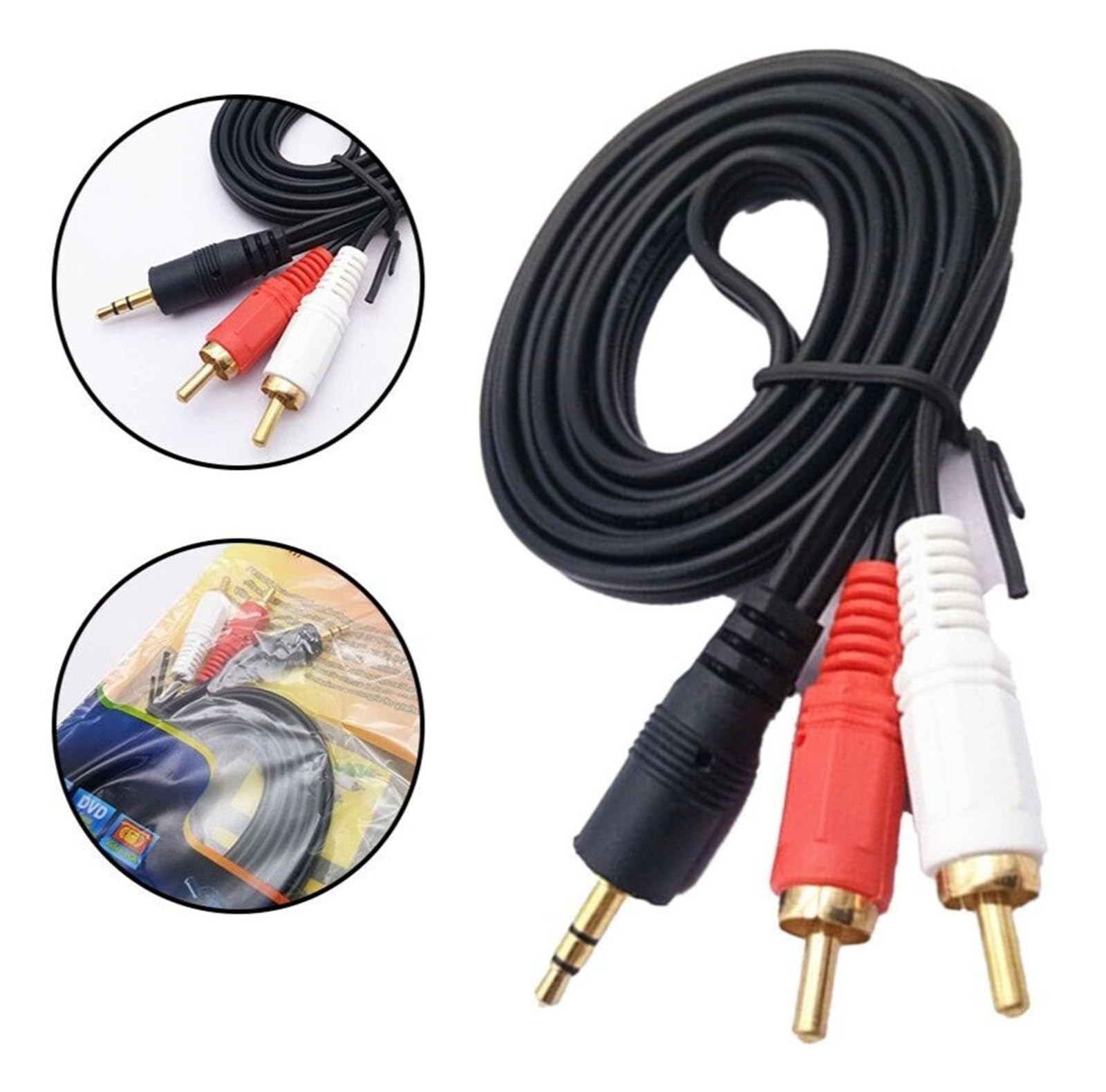 Gniazdo audio 3,5 mm na wtyki męskie 2-RCA, kabel OFC, 1, metra