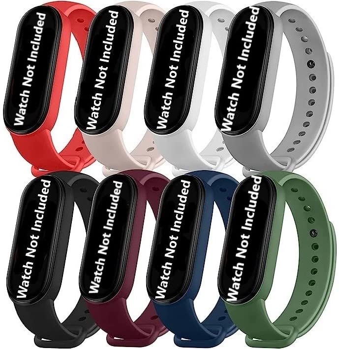 Techmount Soft Silicone Replacement Band Strap, Compatible with Mi Band 3 / Mi Band 4 (Pack of 8, Black-Grey-Navy Blue- Wine-Light Green- Baby Pink-White- RED) (Watch NOT Included)-image-43