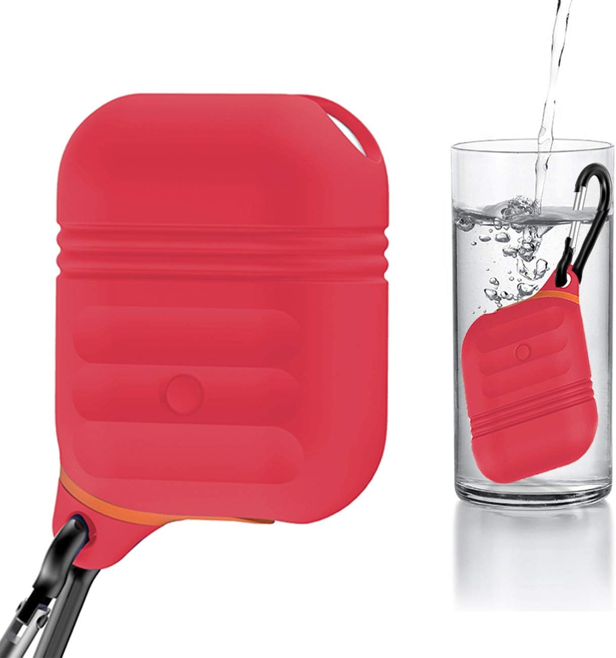 Compatible Airpods Case, Waterproof Airpods Cover, Shock Resistant Silicone Airpods Case Cover and Skin with Keychain for Airpods 1 & 2 [Not for Wireless Charging Case] , Airpods Accesssories