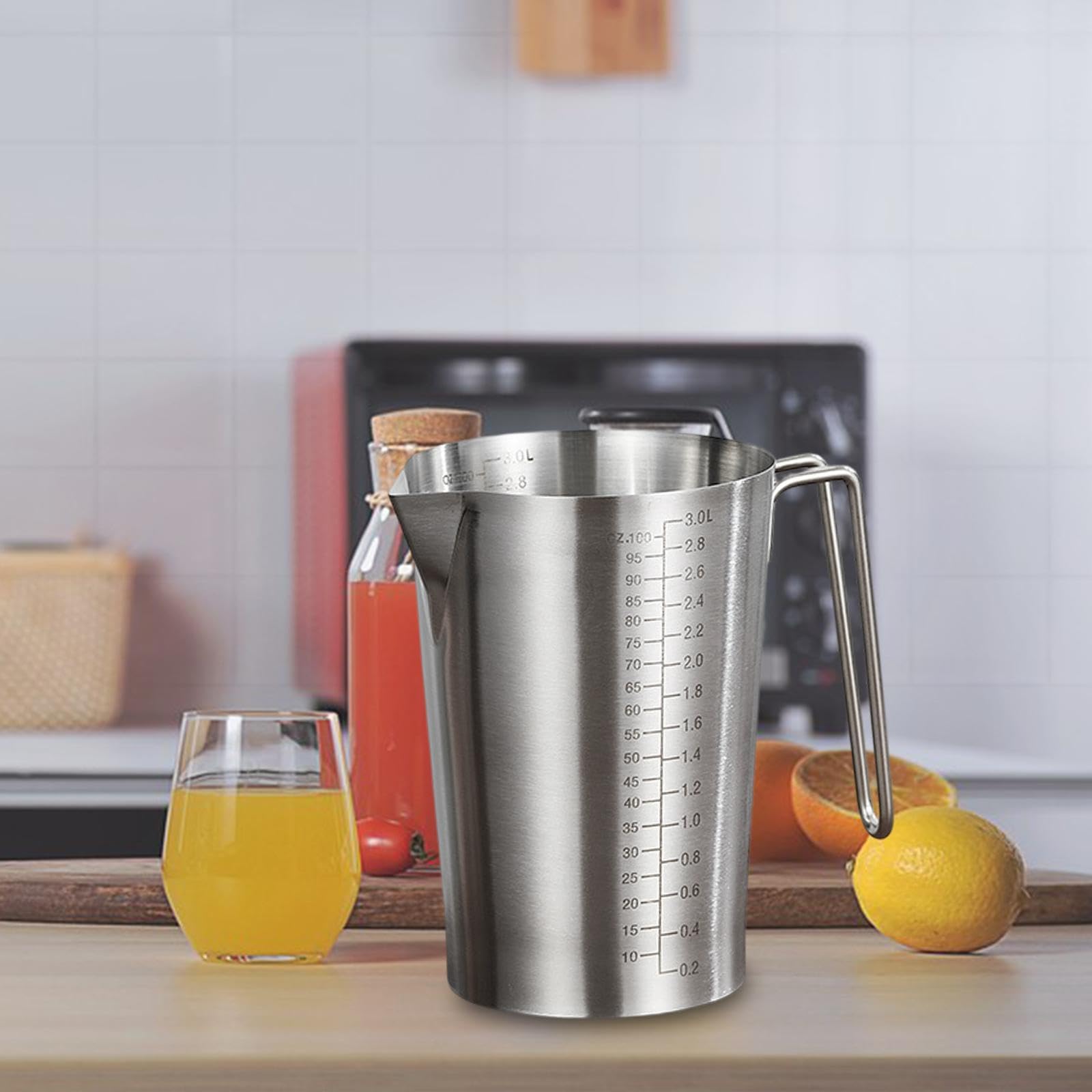 Taza Medidora de Acero Inoxidable, Taza Vertedora para Uso en Fábrica en Restaurantes Y Bares, Jarra Medidora de Líquidos con Escala, 3l, Individual