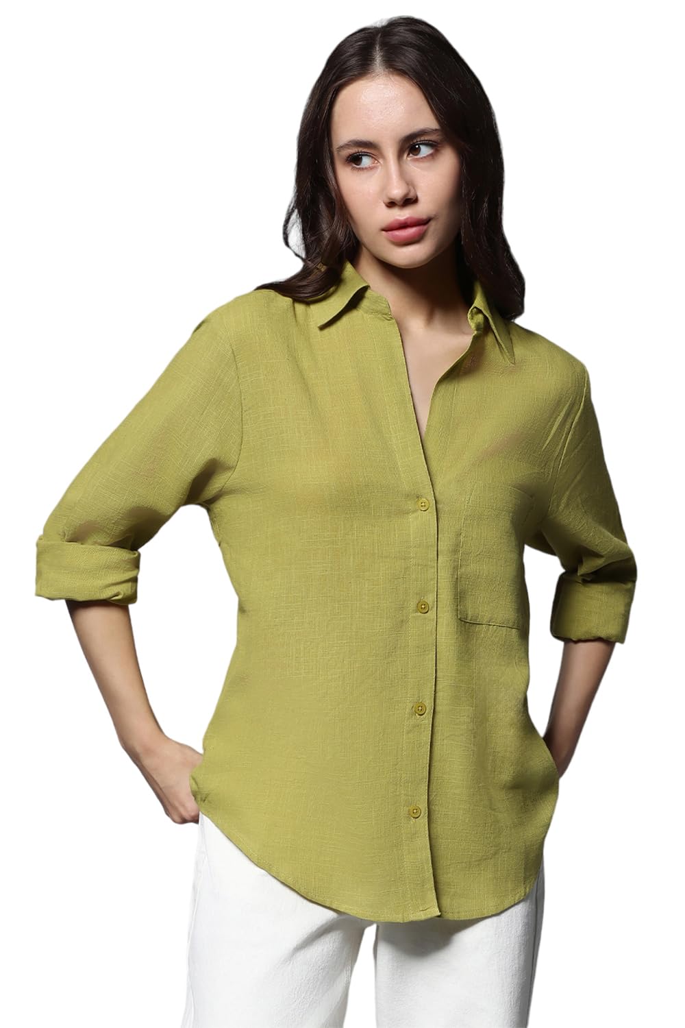 high star Women's Classic Oversized Spread Collar Long Sleeves Cotton Casual Shirt-picture-12