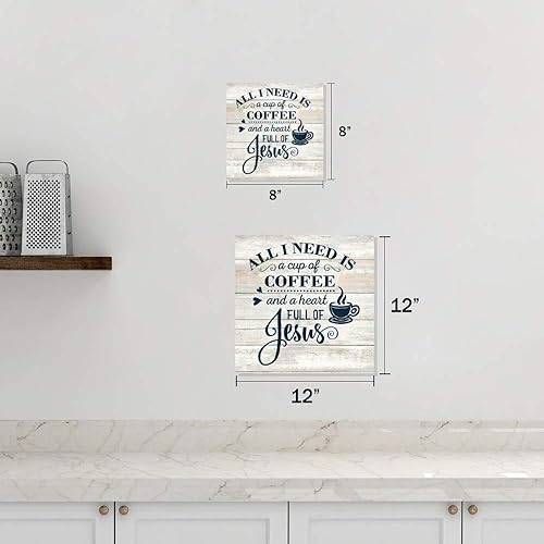 Miniatura 4 de Need a Cup of Coffee and Jesus Sign Decoración de madera rústica Decoración de madera cristiana citas estación de rincón de cocina Placa de pared