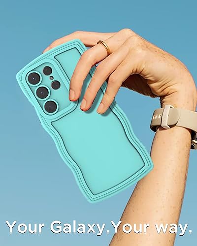 Miniatura 3 de AICase Lindo marco ondulado rizado de color sólido suave compatible con funda de teléfono Samsung Galaxy (azul, Galaxy S20 Ultra)