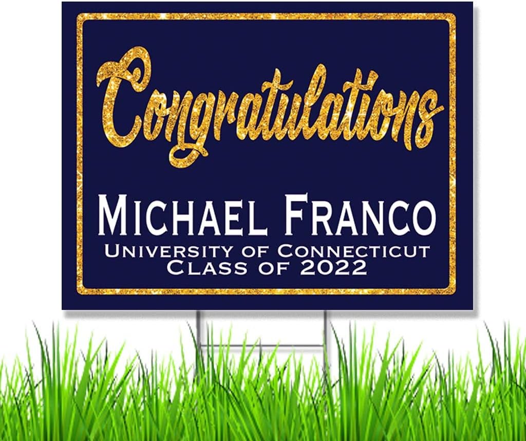 Congratulations Class of 2024 Graduate Personalized Yard Sign with Metal Stake, Custom Graduation Party Personalized Lawn Sign
