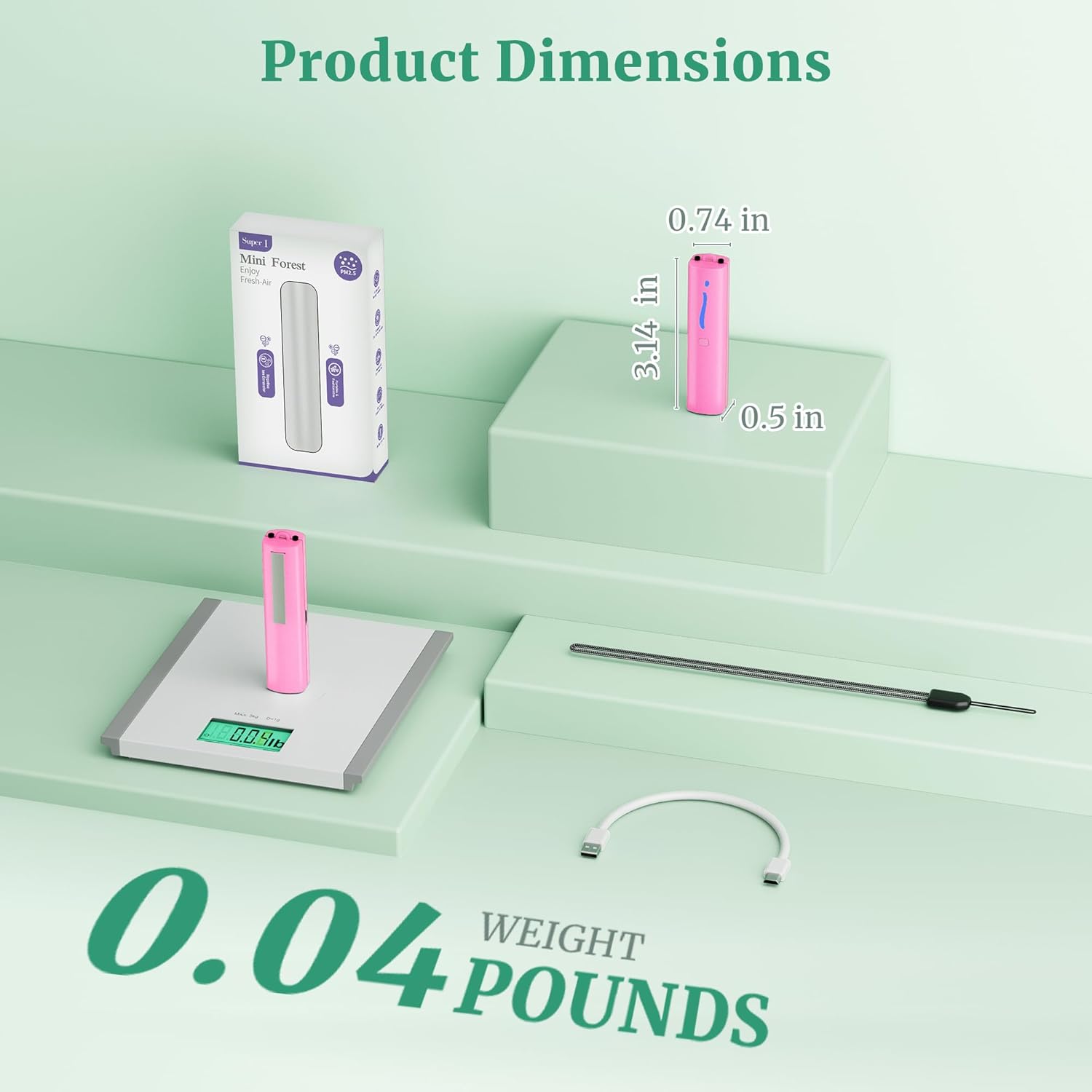 Car Air Freshener with Fragrance-Free, Hanging Car Air Freshener with Ions, Helps keep your car feeling fresh, Small Portable USB Rechargeable for Daily Driving, Home, Office(F6I Pink) - Image 8