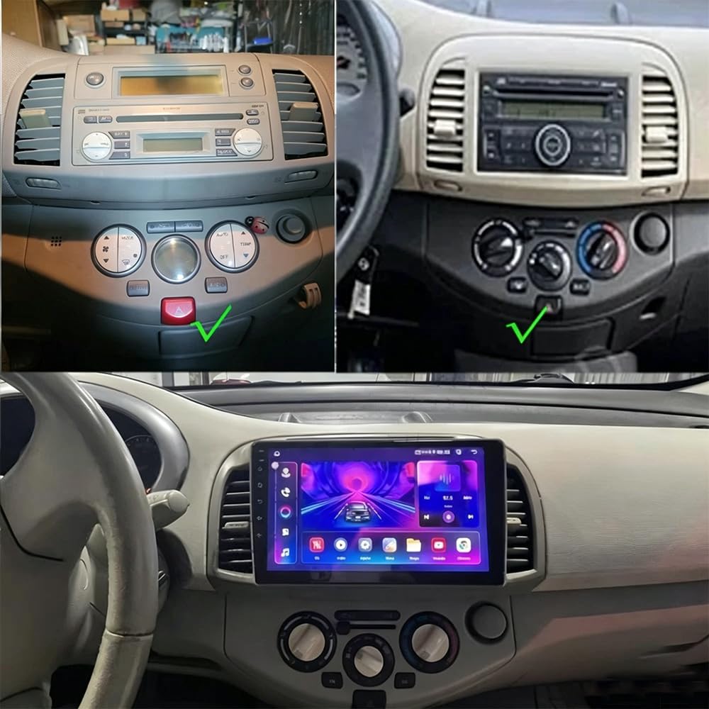 2+64G Android 14 Autoradio 2 Din für Nissan Micra 3 K12 2002-2009, 9 Zoll IPS Touchscreen Head Unit Radio mit Wireless Carplay Android Auto GPS Navi WiFi Bluetooth FM/RDS Rückfahrkamera Mirror Link