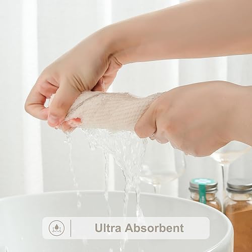 Miniatura 4 de Paquete de 8 toallas de cocina de microfibra de alta calidad, diseño de grano de maíz, toallas gruesas para platos, ultra suaves, absorbentes, de