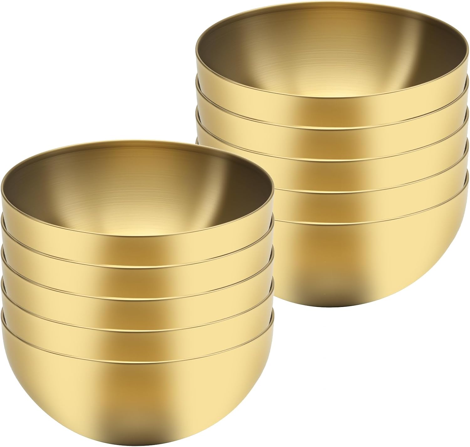 MDEOOSKY 10 Pcs Stainless Steel Mixing Bowls, Gold Decorative Bowls for Christmas, Wedding Baking, Serving, and Facial Prep (5.9 Inch, 30 oz)