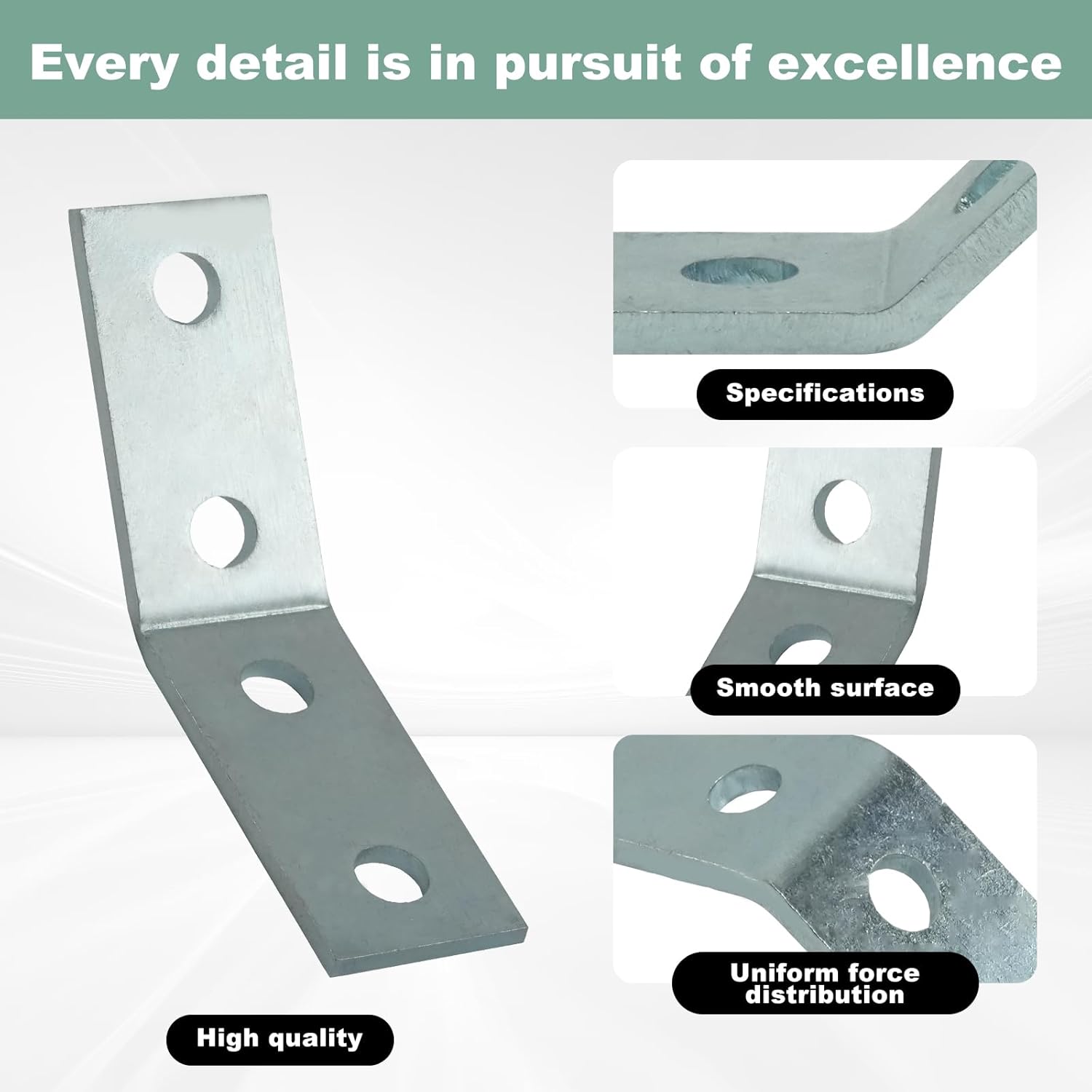 CNQLIS 6 Pack 45 Degree Angle Bracket Fitting for 1-5/8" Strut Channel, 4 Hole Corner Brace Connector, 7/32" Thick