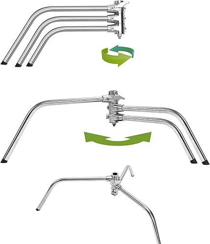 Miniatura 5 de GVM Photography Soporte C resistente con brazo de pluma  Altura máxima de 10 pies10.5 ft Soporte de luz de fotografía con brazo de sujeción de 3