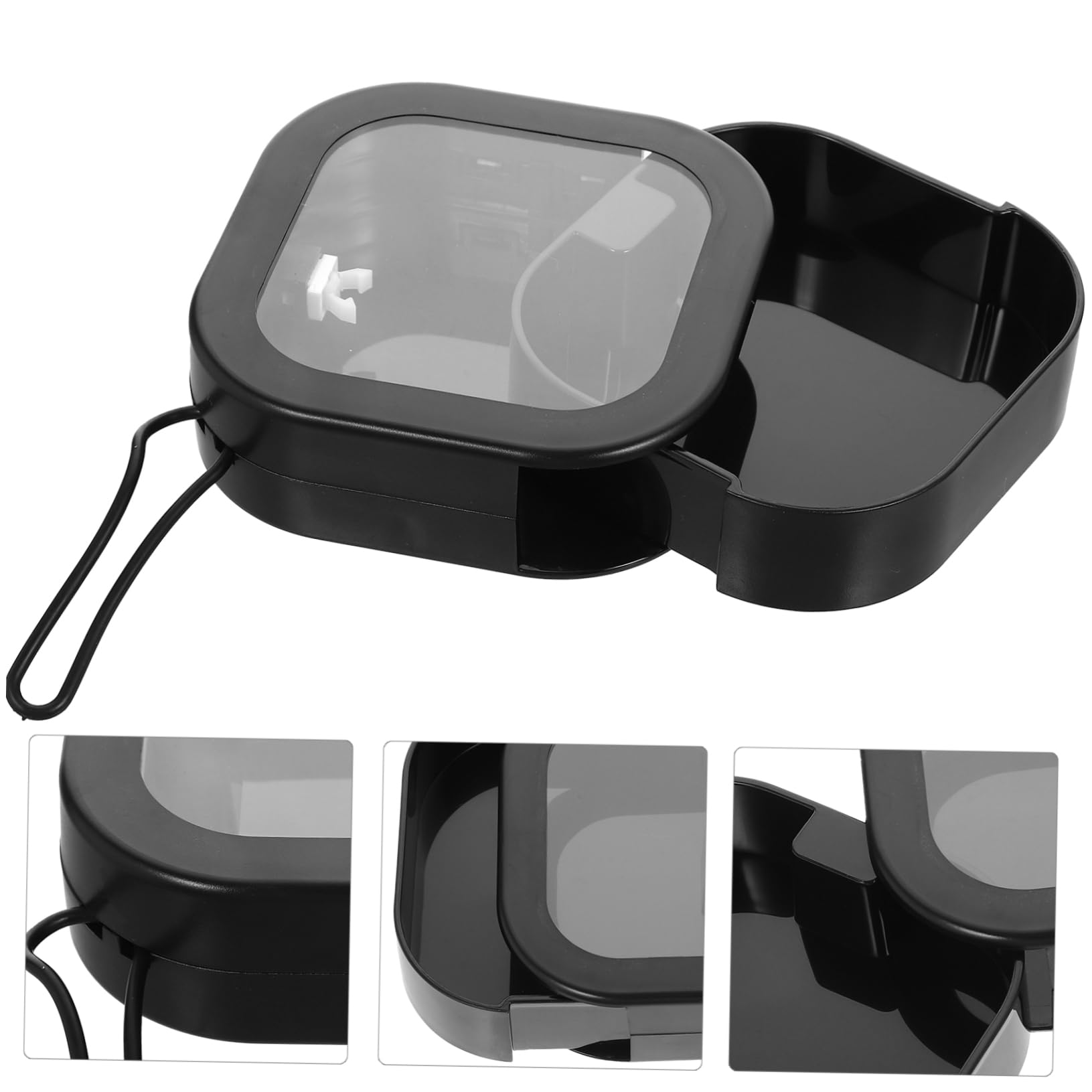 TOPBATHY 4 Stück-pack Haargummi Aufbewahrungsbox, Schwarz, Rund, Tragbar | Pp, Stabile Ausführung mit Glatten Rundkanten, mit Lanyard, für Haaraccessoires und Haarklammern