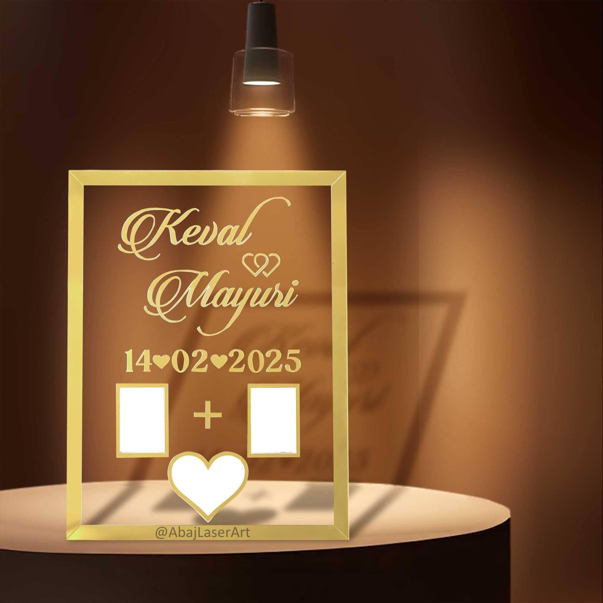 ABAJ Acrylic Couple Thumb Gift | Wedding Thumb Print | Couple Nikah Engagement Anniversary Gift | Finger Print Gift | Golden Metal Design | Personalized Text (Size -12 * 9 Inch) - KEVAL (B0CPJJLXLS) Amazon Price History, Amazon Price Tracker
