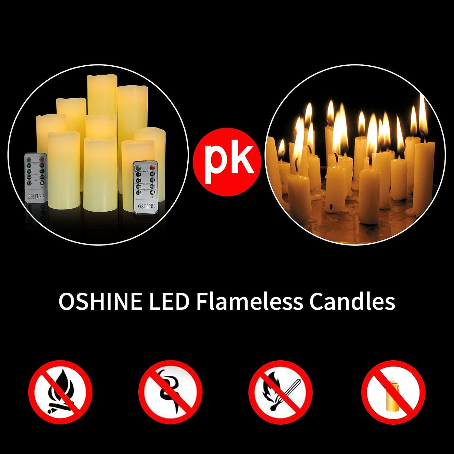 OSHINE flameless Candles, flameless Candlestick, flameless Battery Candles, Battery Remote Control Candles, LED Candles 3 Piece Set 4"5"6"H (3.15"D) Flash Flame with Remote Control and timed True Wax : Tools & Home Improvement