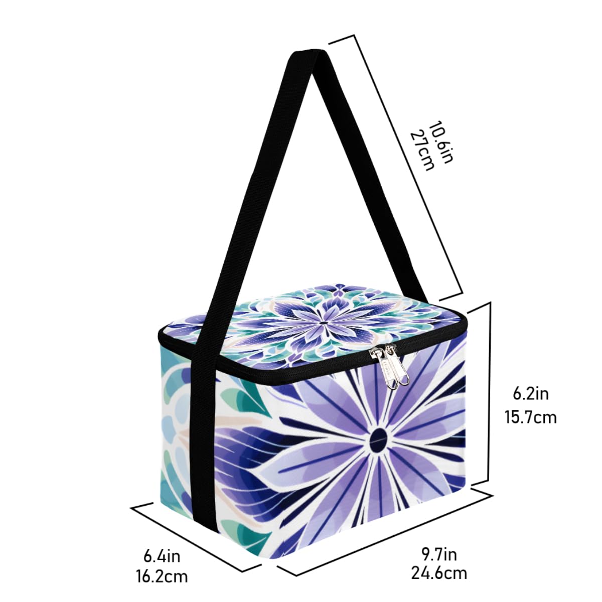 Lunch Bags for Women Men 9 Cans,Abstract Flower Hot & Cold Food Delivery Bag Insulated Grocery Bag Insulated Lunch Box Abstract Flower Floral Cooler Bag for Office Work Picnic Beach