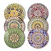 Ceramic dinner plates set of 6 85 inch microwaveovendishwasher safe scratch resistant bohemian style dinnerware for salad pasta dessertsteak appetizers  urban country home decor