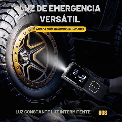 Miniatura 5 de Zune Lotoo Compresor Aire Portatil 150psi, 9000mah Inflador Ruedas Coche Recargable Con Pantalla Digital Led, Mini Bomba De Aire Electrica Con Cable De 12v Cc Y Luz Led Para Coche Moto Bicicleta Bola