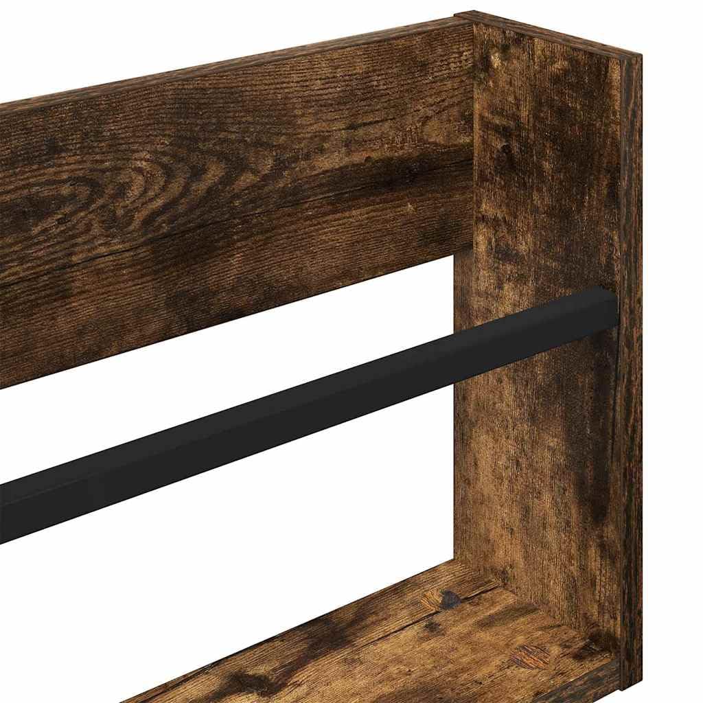 Mangloder Zeitschriftenständer und Zeitungsständer aus Holzwerkstoff in Geräucherte Eiche, 2 Stück, 60 x 12 x 30 cm, Wandmontage für Wohnzimmer, Büro, Wartezimmer und Leseecke
