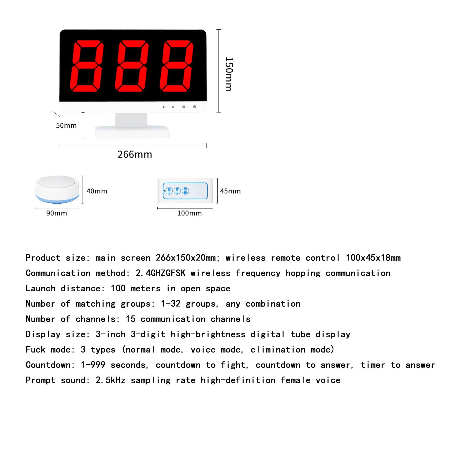 Sistema inalámbrico de juego de preguntas con 1 monitor y 10 zumbadores, soporta hasta 32 botones, ideal para programas de juegos, concursos escolares y cuestionarios de fiesta