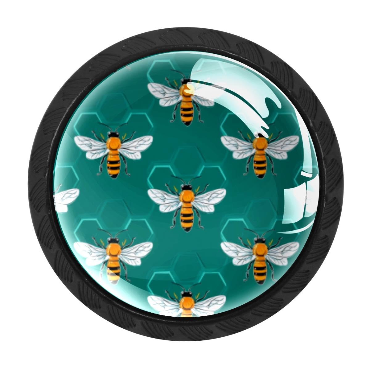 HEOEH 4 PCS Kitchen Cabinet Knobs, Bees Drawer Knobs Dresser Handles