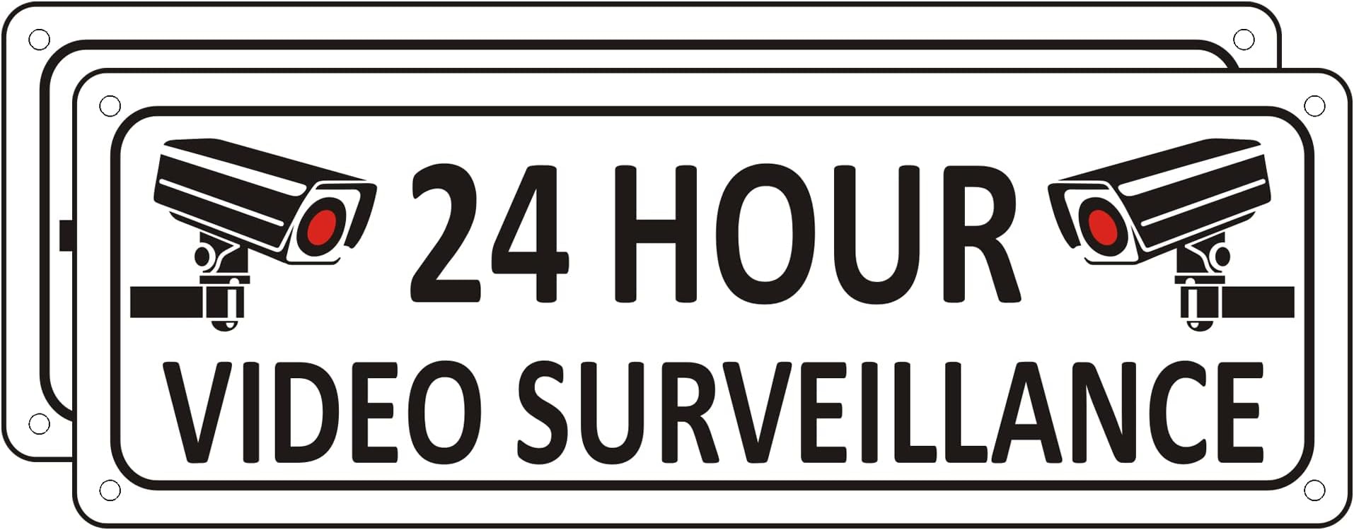 i-CowFun (2 Pack) Heavy-duty Video Surveillance Signs Outdoor, 10" x 3.5" Metal Security Camera Sign for Home, Aluminum Camera in Use Warning, Rust Free, Fade Resistant (White)