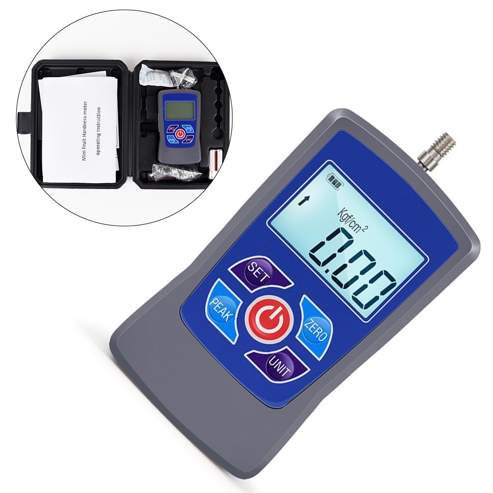 Medidor digital de dureza de fruta con pantalla de kg/fcm², modos de pico/primer pico, modelos GY-M15/GY-M30, gris-negro GY-M30