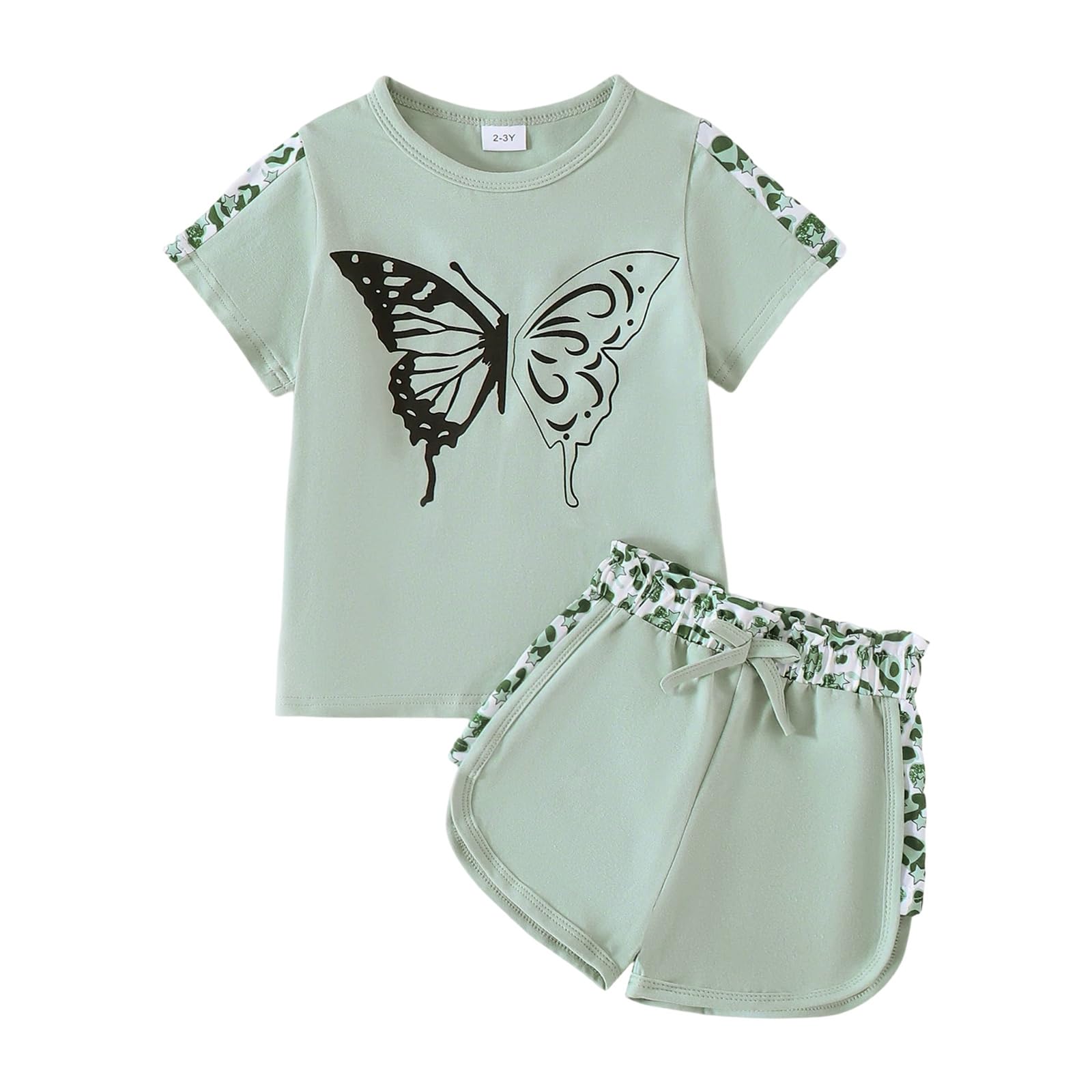 Toddler Girl Clothes 2PCS Leopard T-Shirt + Shorts Set Summer 2-8Y