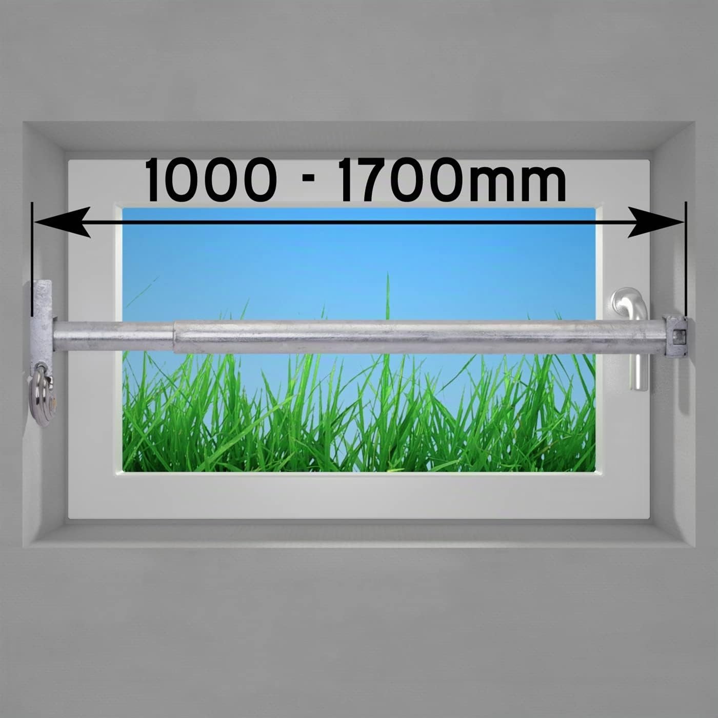VOSS Fermeture, Barre de sécurité pour Portes et fenêtres, Protection Anti-vol, Barre unitaire, Extensible de 1000 à 1700 mm, Acier galvanisé