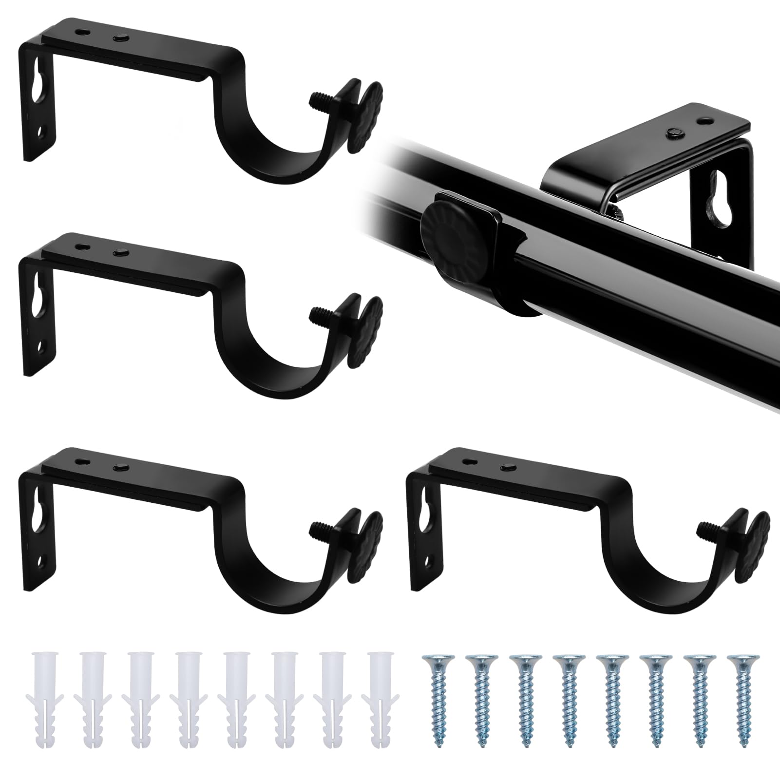 4er Set Gardinenstangenhalter - Stabile Halterung Für Vorhänge Bis 6,8kg, 25-35mm Stangen